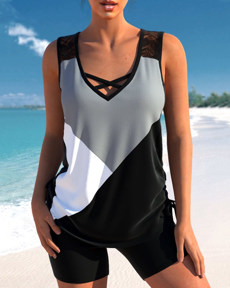 Luzere™ | Tankinis à imprimé bloc de couleur