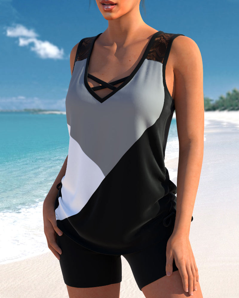 Luzere™ | Tankinis à imprimé bloc de couleur