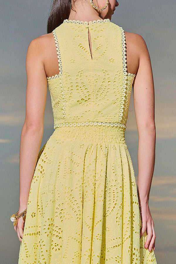 Ensemble deux pièces avec broderies et jupe longue taille haute avec poches