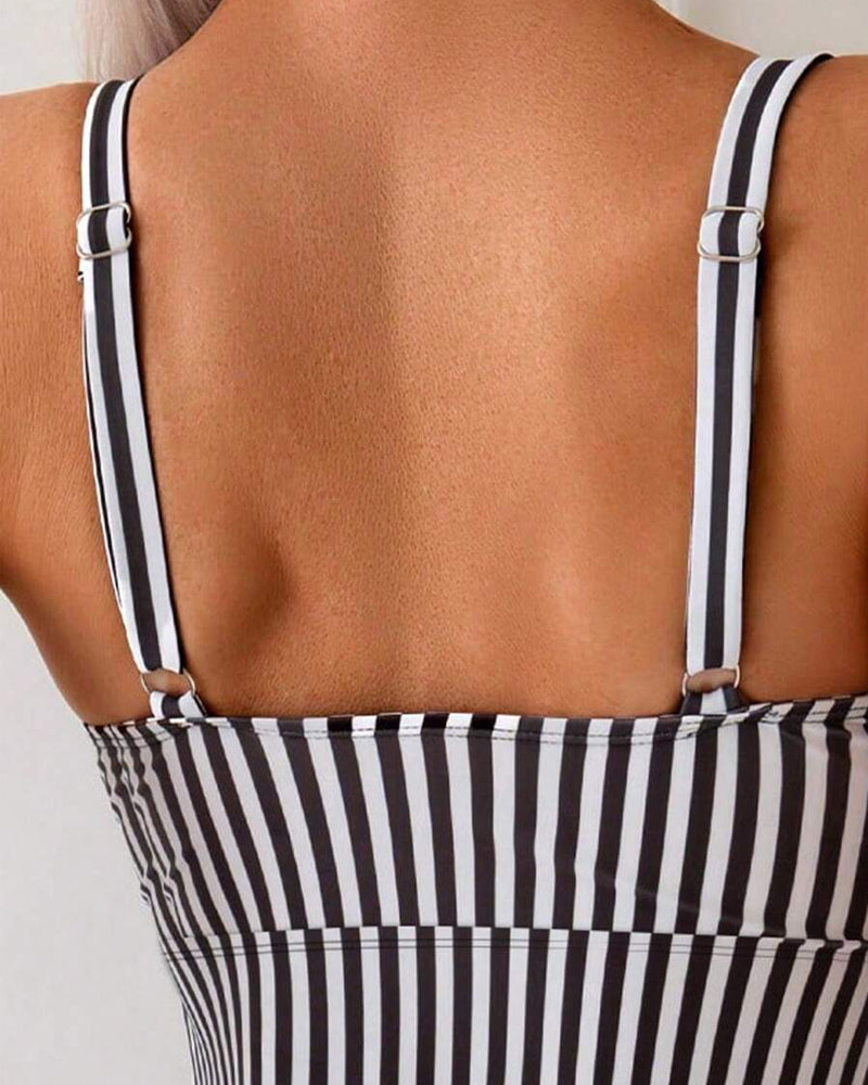 Luzere™ | Tankini Rayé Vertical Deux Pièces Triangle